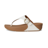 FITFLOP Women's Lulu Crystal-Buckle Urban White Leather Toe-Post Sandals (HN9-194)