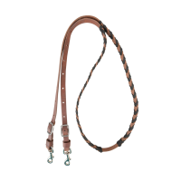 MARTIN SADDLERY Latigo Laced Barrel 3/4in Thick Buckle And Keeper Snap Ends Rein (BR34BL)