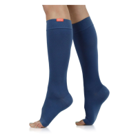 VIM&VIGR Solid Moisture-Wick Nylon 20-30 mmHg Slate Blue Open Toe Compression Socks (V2M-102F-1369)