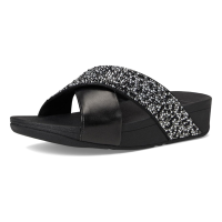 FITFLOP Womens Lulu Crystal-Mix Metallic Cross Slides Sandals (JL1)