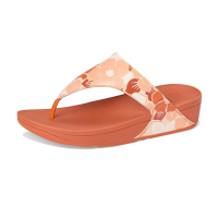 FITFLOP Women's Lulu Flowerz Peachy Mix Leather Toe-Post Sandals (JE1-C36)