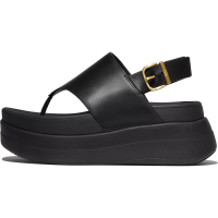 FITFLOP Women's F-Mode Stack Leather Back-Strap Black Toe-Post Sandals (E2G-001)