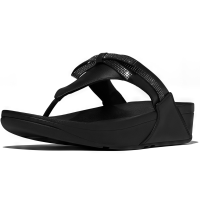 FITFLOP Women's Lulu Glitz-Bow Leather Toe-Post Sandals (E1G)