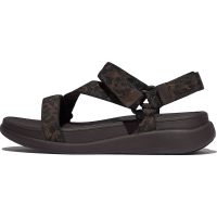 FITFLOP Women's F-Mode Go Leopard Adjustable Webbing Z-Strap Chocolate Mix Sandals (E6O-D20)