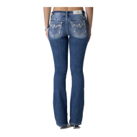 MISS ME Womens Metallic Border Faux Flap Pocket Mid-Rise 32L Bootcut Jeans (M9407BV)