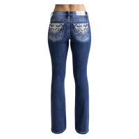 MISS ME Womens Aztec Stitch Mid-Rise 34L Bootcut Jeans (M9356BL)