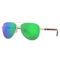COSTA DEL MAR Men's Peli Brushed Gold/Green Mirror Polarized Sunglasses (06S4002-40020257)