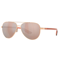 COSTA DEL MAR Men's Peli Shiny Rose Gold/Copper Silver Mirror Polarized Sunglasses (06S4002-40022157)