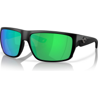 COSTA DEL MAR Men's Fly Line Matte Black/Green Mirror 580P Polarized Sunglasses (06S9129-91291064)