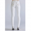 MISS ME Crystal Wing Embroidered White Jeans
