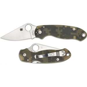 Spyderco Para 3 Folding Knife - 3 Plain Clip Point Blade with Reversible Pocket Clip
