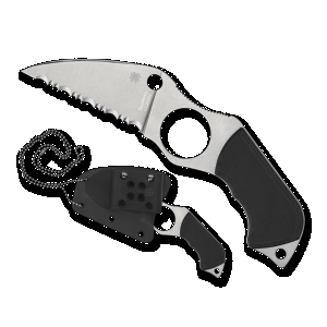 Spyderco Sal Glesser Swick 6 Small Hole Fixed Blade Neck Knife 2.73 LC200N Wharncliffe Plain Blade