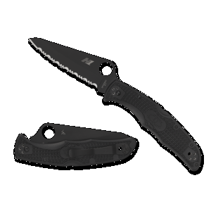 Spyderco Pacific Salt Black Textured Handle for Rugged Waters - C91PBBK2