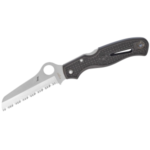 Spyderco C89SBK Atlantic Salt  3.69 Sheepsfoot Serrated H1 Steel/FRN Black Handle Folding