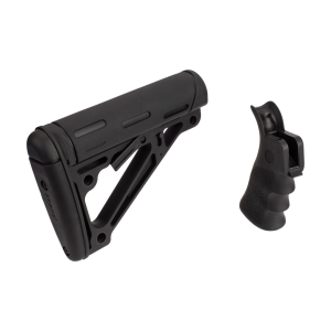 Ar-15 Finger Groove Grip W/Collapsible Commercial Buttstock - Ar-15 Fg Bt Grip& Overmold Buttstock Collapsible Comm Blk