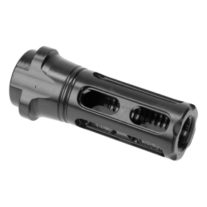 Breek Arms BRK4323 Sentinel Caged Flash Hider Black Nitride Steel 1/2x28 Threads 9mmLuger Compatible w/ Breek-LOK 3QD