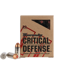 Hornady Critical Defense 40 S&W Ammo 165 Grain Hornady FTX Polymer Tip Box of 20