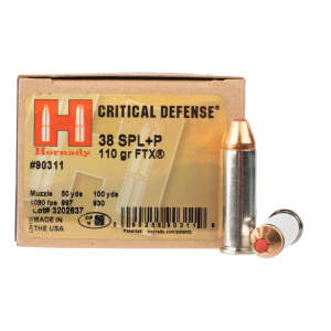 Hornady Critical Defense Handgun Ammo .38 SPL +P 25-Rounds 110 Grain Flex Tip eXpanding