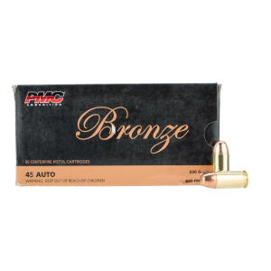 Bronze 45 Auto Handgun Ammo - 45 Auto 230gr Full Metal Jacket 50/Box