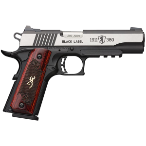 Browning 1911-380 Black Label Medallion Pro 380 ACP Pistol 4.25" Barrel 8+1 Round Stainless Slide Rosewood Grip Matte Black Frame Night Sights and Rail