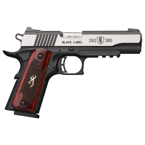 Browning 1911-380 Black Label Medallion Pro 380 ACP Pistol 3.625" Barrel 8+1 Round Stainless Slide Rosewood Grip Matte Black Frame Night Sights