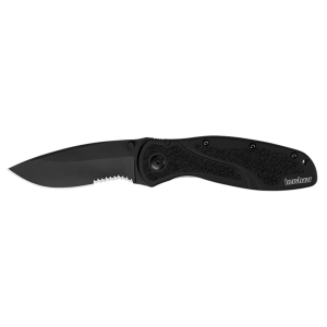 Kershaw 1670BLKST Blur  3.40 Drop Point w/Recurve Part Serrated DLC Blackwash 14C28N Sandvik Black Anodized Aluminum Handle Folding