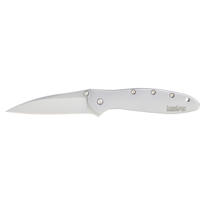 Kershaw 1660 Leek 3 Sandvik Stainless Steel Modified Drop Point Stainless Black Handle Folder