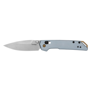 Kershaw 2051 Iridium  EDC Mini 3 Folding Spear Point Plain Stonewashed D2 Steel Blade, Ice Blue Aluminum Handle