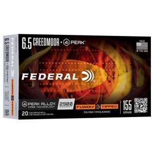 6.5 Creedmoor + Peak Tipped Rifle Ammo - 6.5 Creedmoor 155gr Fusion Tipped 20/Box