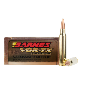 Barnes VOR-TX 5.56x45mm NATO Ammo 62 Grain Barnes Triple-Shock X Solid Hollow Point Lead Free Box of 20