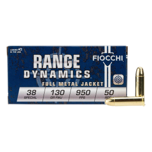 Fiocchi 38A Shooting Dynamics  38 Special 130 gr Full Metal Jacket (FMJ) 50 Bx/ 20 Cs