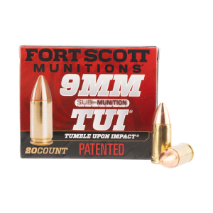 Fort Scott Munitions Self Defense Tumble Upon Impact 9mm 125 gr Ammo SCS - 20rds - 9MM125SCVSS