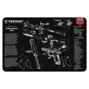 TekMat Smith & Wesson M&P Rubber Cleaning Mat 11" x 0.13", Black/Gray - TEKR17SWMP