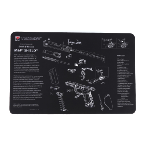 TekMat Smith & Wesson M&P Shield 17"x11" Pistol Mat With Small Microfiber TekTowel, Black - R17-SW-MP-SHIELD