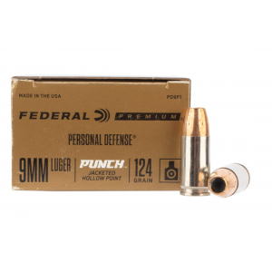 9mm 124gr Jacketed Hollow Point Ammo - Box of 20