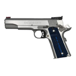 Colt Mfg Gold Cup Lite 1911 9MM 5 Brushed Stainless Finish G10 Grips Fiber Front and Adj Rear Sights, 1 9Rd Mag