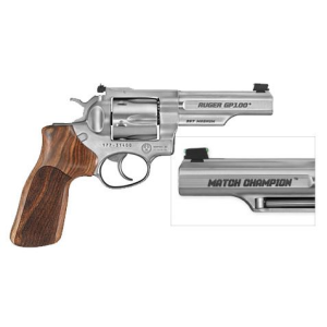 Ruger 1755 GP100 Match Champion 357 Mag 4.20 6 Round Hardwood Hogue Stippled Grip Satin Stainless