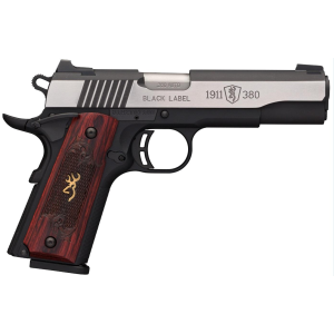 Browning 1911-380 Black Label Medallion Pro .380 ACP 4.25 8 Round Black Stainless Steel Rosewood w/Gold Buckmark Inlay Grip Pistol