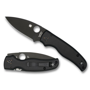 Spyderco Shaman Black Drop Point Folding Knife, Plain Edge - Robust, Precision Cut, High-Performance EDC Tool with Secure Grip - C229GPBK