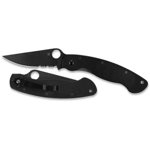 Spyderco Military Folding Knife - 4 Plain Black Clip Point Blade