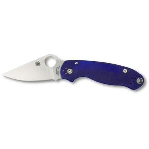 Spyderco Para 3 Blue Folding Knife - 3 Plain Clip Point Blade with Reversible Pocket Clip