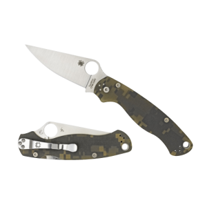 Spyderco C Para Military 2  3.44 Plain CPM S30V Stainless Steel Black CPM S30V G10 Digital Camo Handle Folding