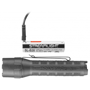 Streamlight PolyTac X 600 Lumen Tactical Flashlight w/ USB 18650 Battery, Black - 88610
