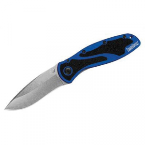Kershaw Blur 3.4" Drop Point Assisted Folding Knife, Stonewashed/Blue - 1670NBSW