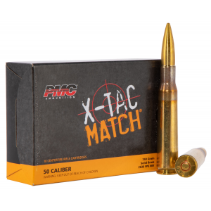 PMC Ammunition X-TAC Match 740 gr Solid Brass .50 Ammo, 10/box - 50XM