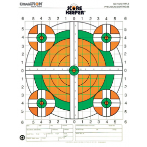 Champion Scorekeeper 100 Yard Sight-In Fluorescent Rifle Targets, 100 Pack - 45731