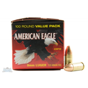 American Eagle 9mm Ammo 115 Gr FMJ 100rds - AE9DP100