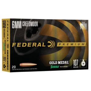 Federal Gold Medal Sierra MatchKing 107 gr Boat Tail Hollow Point 6mm Crd Ammo, 20/box - GM6CRDM1