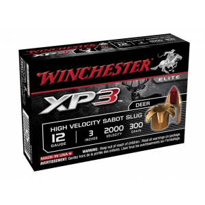 Winchester 12ga 3" 300gr XP3 Sabot Slug Shotgun Ammunition, 5 Round Box - SXP123
