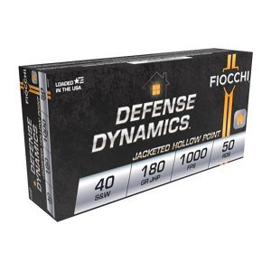 Fiocchi Defense Dynamics .40 S&W 180 gr Jacketed Hollow Point Ammo, 50rds - 40SWE